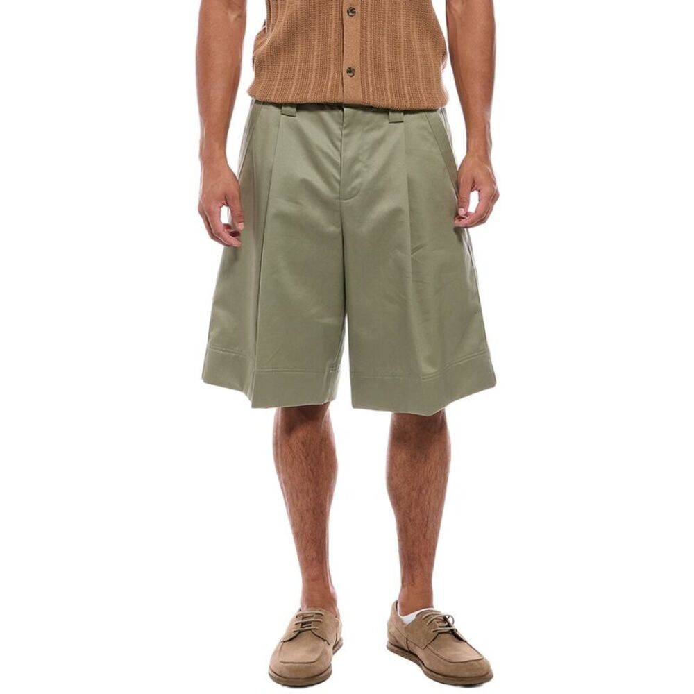 Helmut Lang Mens  Relaxed Pleated Trouser Short, Green